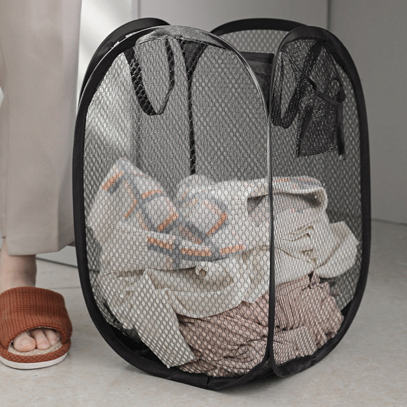 Large Dirty Clothes Storage Basket Children's Dirty Clothes Basket Mesh Breathable Laundry Basket Household Foldable Toy Storage Basket